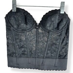 Fredericks of Hollywood Bustier Corset Top Womens 32B Vintage 90s Black Lace